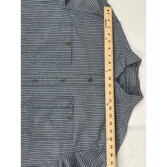 LL Bean Men’s Large Long Sleeve Cotton Button Up Shirt Blue White Stripes 266069 - Picture 14 of 15